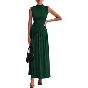 Womens Set Tank Tops Ruffle Maxi Skirts Green